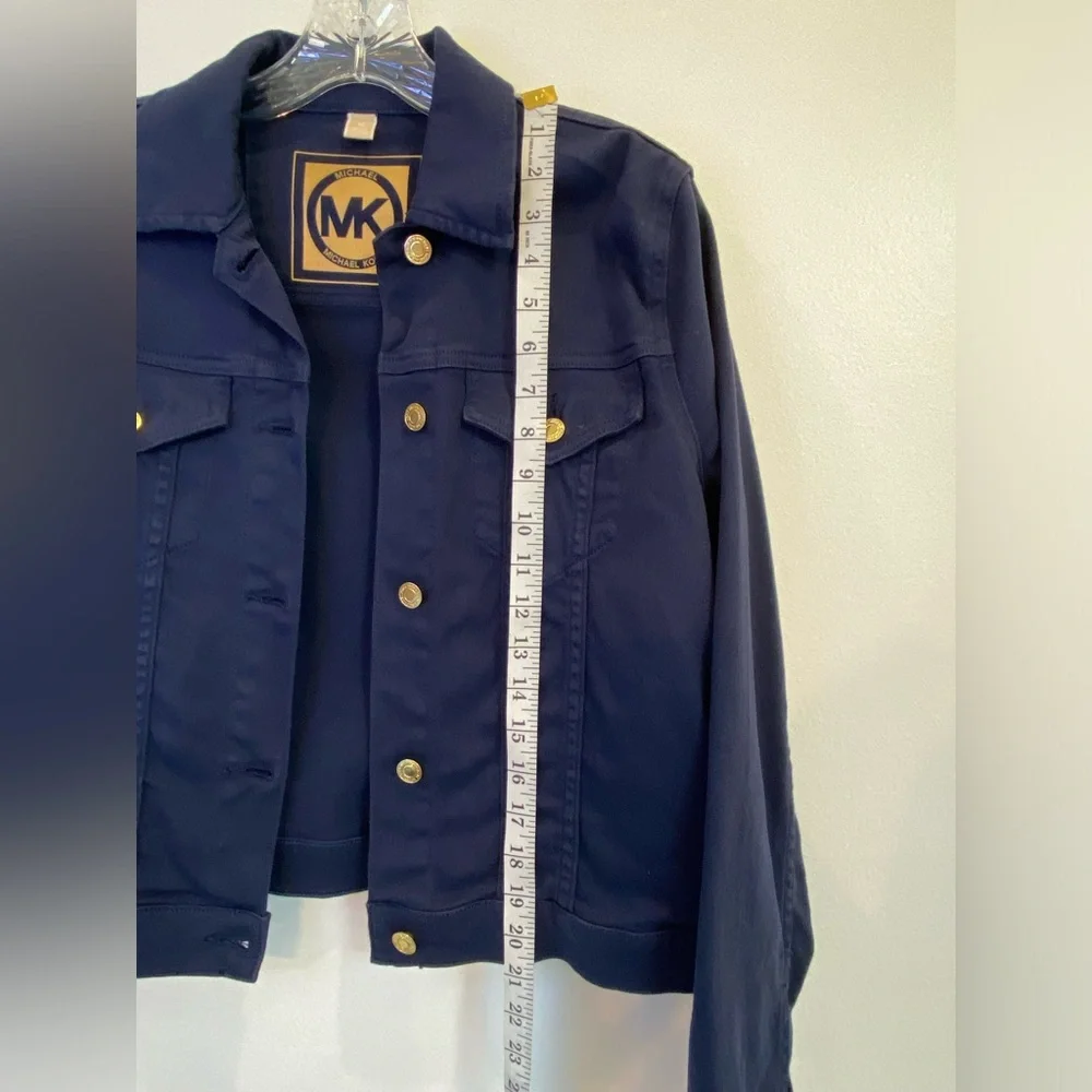 Michael Kors Denim Navy Blue Jacket With Gold Buttons - Picture 8 of 9